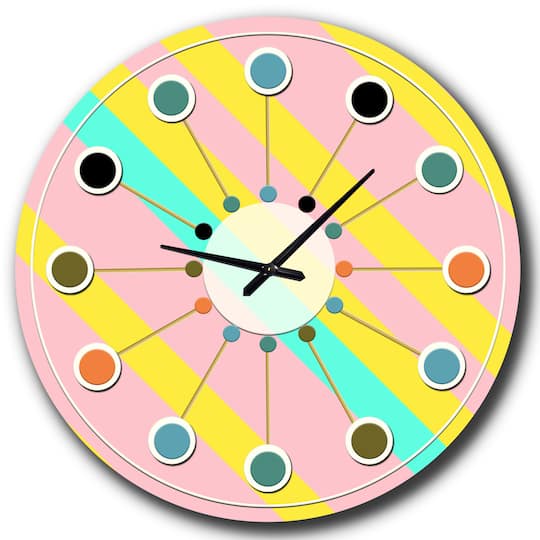 Designart 'Memphis Retro Neon Pattern Mid-Century Modern Wall Clock
